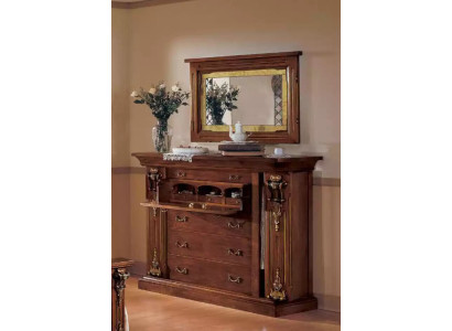 Bedroom Chest of drawers with Mirror Classic Furniture 2 pcs Bed Wardrobe