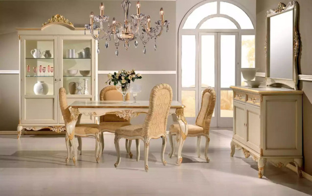 Classic r Dining table Table Wood Dining room Suite 4x Chairs Set 5 pcs