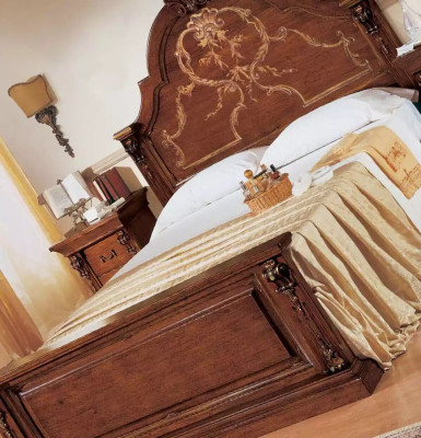 Bedroom Bed Wood 160x200 Beds Brown Double bed Furniture