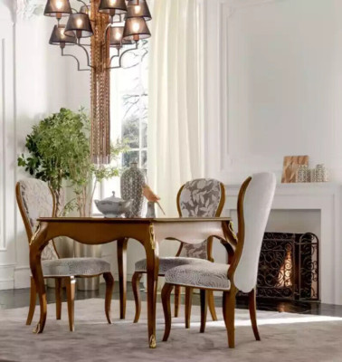 Dining table Dining room Brown Dining set Classic r Table 4x Chairs Set 6pcs