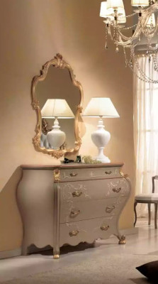 Chest of drawers Mirror Group Wooden Design Side Cabinet Wardrobe Furniture Set 2pcs