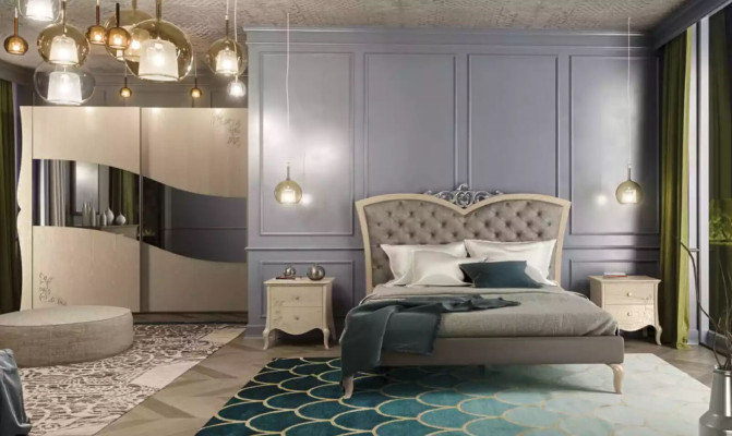Bedroom Bed 2x Bedside tables Luxury Complete e Sets Furniture Room 4pcs.