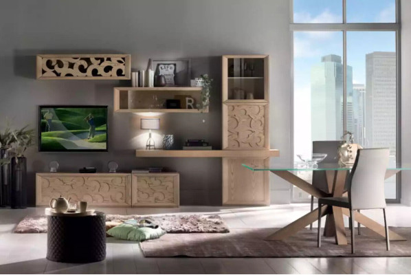 Wall unit Wood Style Classic Italian Living room Furniture Wardrobe