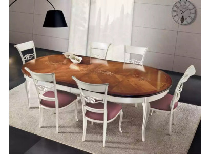 Classic r Dining table Table Wood Dining room Suite 4x Chairs Set White