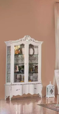 Showcase Italian Living room furniture Wardrobe White Glass Display case