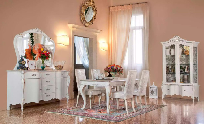 Showcase Italian Living room furniture Wardrobe White Glass Display case