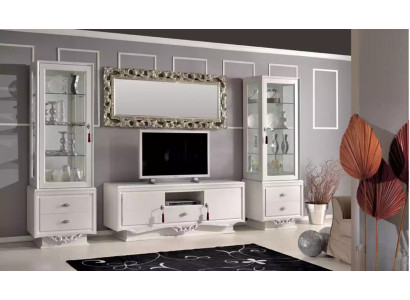 TV lowboard Italian living room 2x display case luxury tv sideboard white