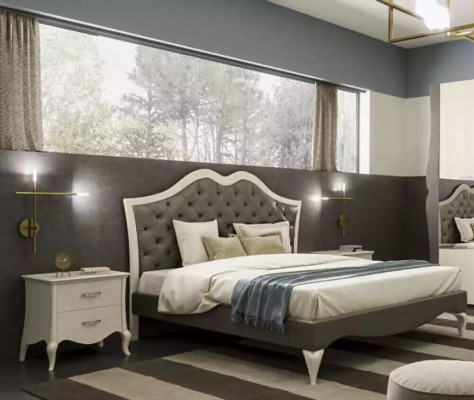 Bed Bedroom Set Bed 2x Bedside table Modern Italian Furniture 3pcs
