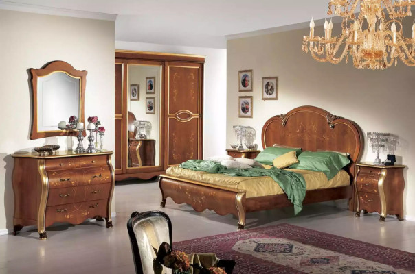 Bedroom Furniture Chest of drawers with Mirror Luxury Classic Furniture Set 2pcs
