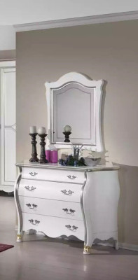 Complete wooden chest of drawers with mirror classic furniture decoration 2 pieces