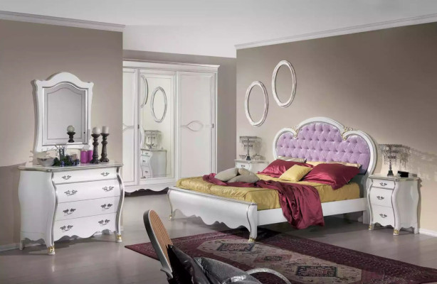 Complete wooden chest of drawers with mirror classic furniture decoration 2 pieces