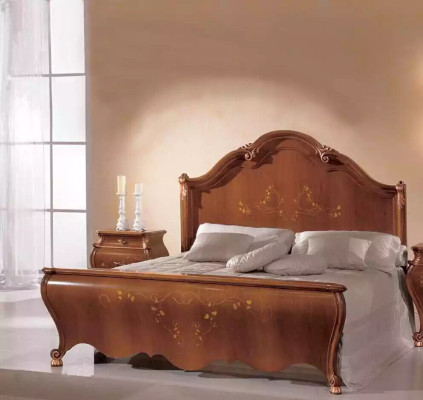 Bed Wooden Double Bed in Classic n Style Luxury Design Bedroom Beds