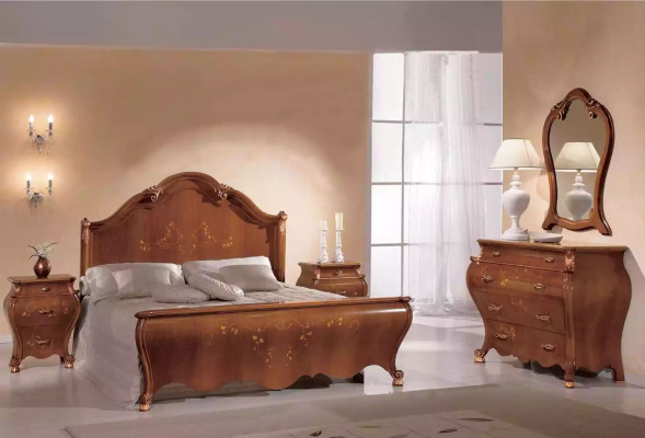Bed Wooden Double Bed in Classic n Style Luxury Design Bedroom Beds