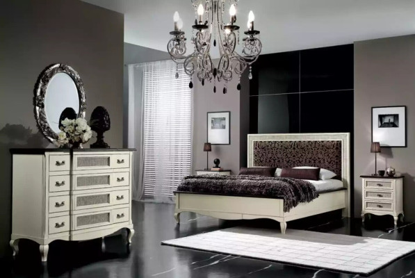 Wood Italian Furniture Design Furniture Style 2-piece Chest of drawers with Mirror new