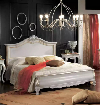 Luxurious upholstered white double bed frame bed wooden design luxury
