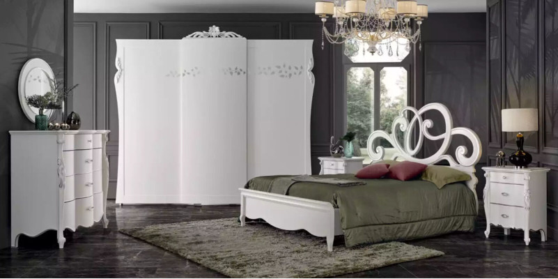 Bed 2x Bedside tables 3 pcs. Bedroom Set Design Furniture Modern Luxury
