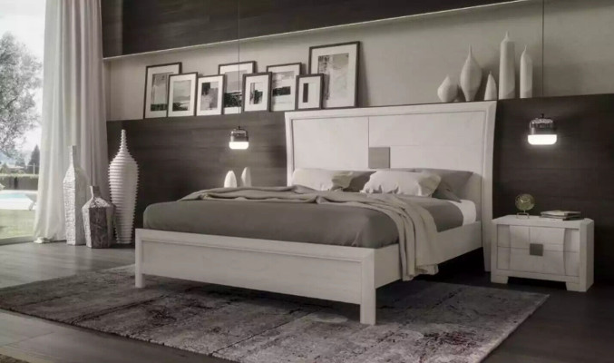 Bed 2x Bedside tables 3-piece Bedroom Set Design Modern Luxury Furniture