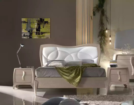 Design Bed 2x Bedside tables 3 pcs. Bedroom Luxury Complete Suite