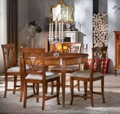 Complete Set Dining table 4x Chairs Dining room Set Ess Group Wood Table 5pcs Eu