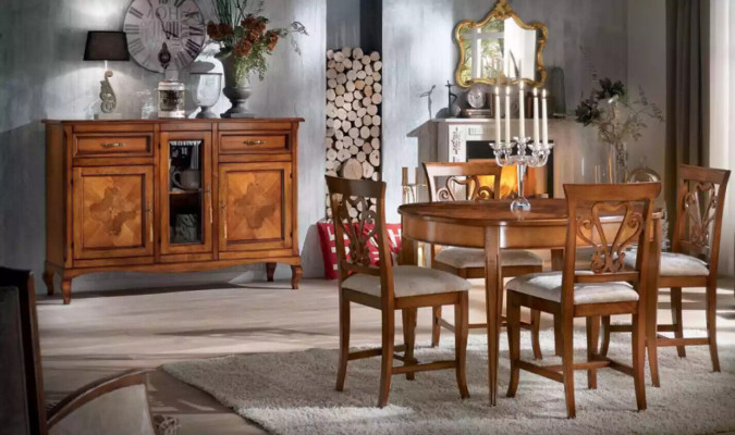 Complete Set Dining table 4x Chairs Dining room Set Ess Group Wood Table 5pcs Eu