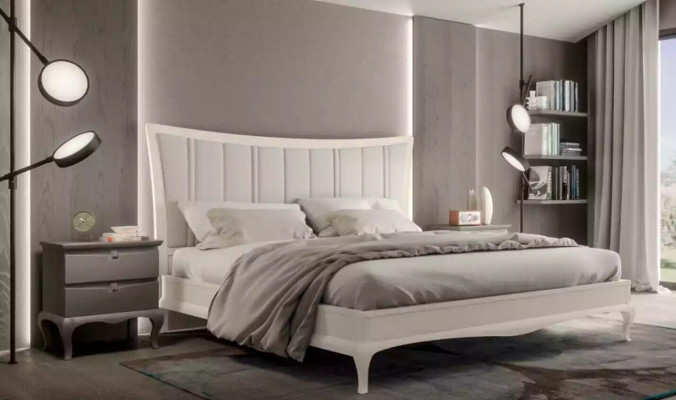 Design Bedroom 3 pcs. Bed 2x Bedside tables Modern Luxury Beds Furniture