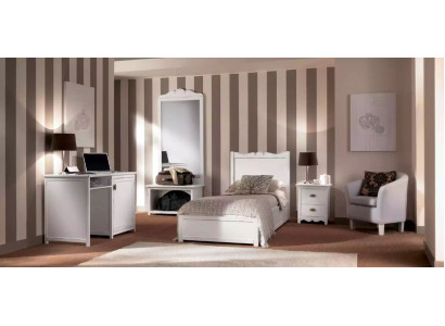 Bedroom Bed Bedside table Desk Standing Mirror Group Set 4pcs.