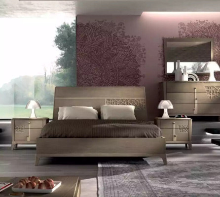 Bed Bedroom Sets Designer Luxury Complete's 2x Bedside tables 3 pcs.