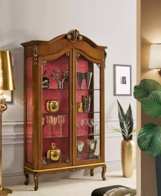 Display case Wood Furniture Glass Wardrobe Brown Display cases Living room Sideboard new
