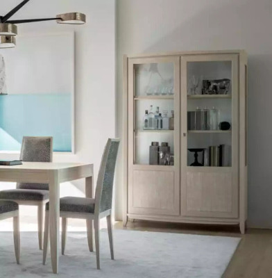 Display case Living room Furniture Wood Showcases Glass Wardrobe Beige Sideboard new