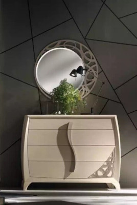 Set Chest of drawers Mirror Designer Luxury Console Chests of drawers Furniture Wood Beige