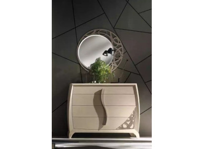 Set Chest of drawers Mirror Designer Luxury Console Chests of drawers Furniture Wood Beige