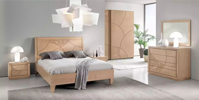 Design Bedroom 3 pcs. Bed 2x Bedside tables Modern Luxury Beds Set
