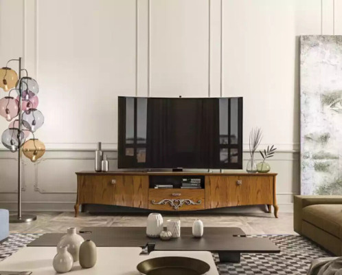 TV lowboard TV cabinet Living room Design Shelf Brown Wood Lowboard Italy new