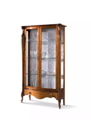 Classic Display case Glass Wardrobe Display case Wood Living room Luxury Brown