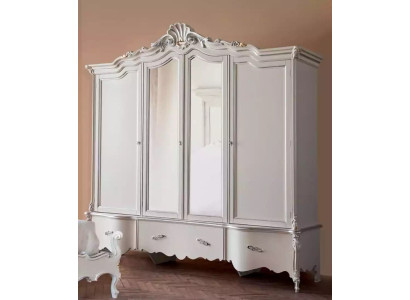 Four Door White Classic r Wardrobe Solid wood Cabinets Design