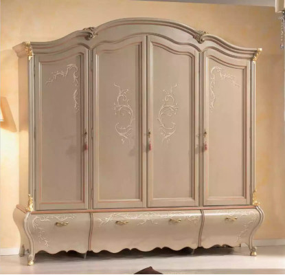 Large Classic r Four Door Wardrobe Luxury Solid wood Furniture