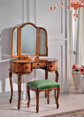 Brown Dressing table Mirror Stool Bedroom Set Stool Chests of drawers