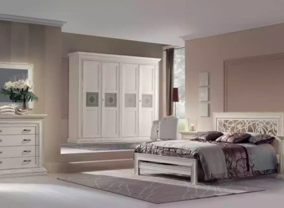 Bedroom Set Bed 2x Bedside tables Chest of drawers Bedroom Design 6pcs.