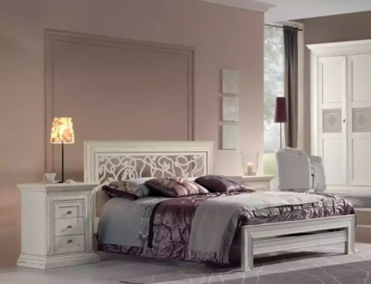 Bedroom Set Bed 2x Bedside tables Chest of drawers Bedroom Design 6pcs.