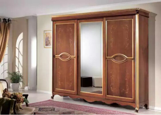 Brown Classic r Solid wood Wardrobe Mirror Bedroom Furniture