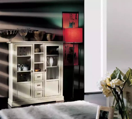 Living room Furniture Wood Display case Glass Wardrobe Real wood Sideboard Display case