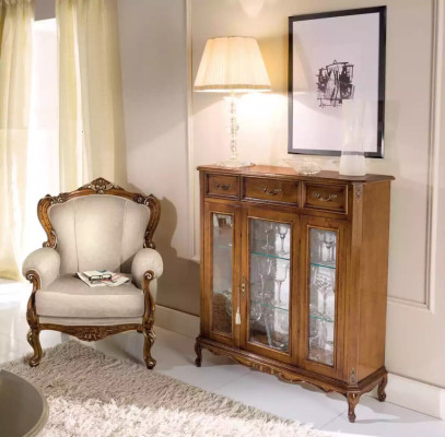 Classic s furniture design display case brown glass cabinet elegant luxurious new