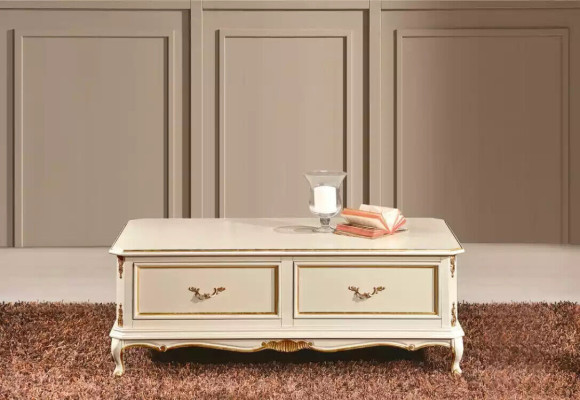 Designer White Luxury Coffee table for Living room Classic r wooden table