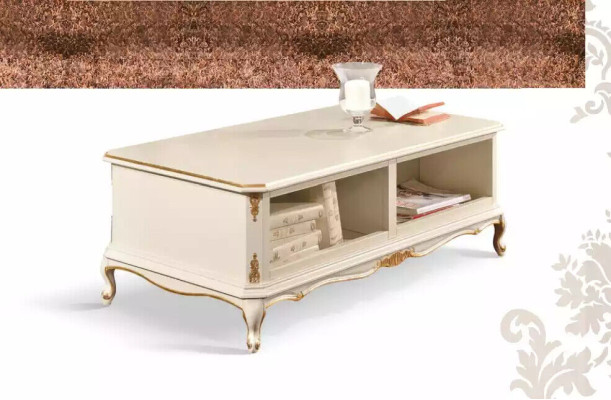 Designer White Luxury Coffee table for Living room Classic r wooden table