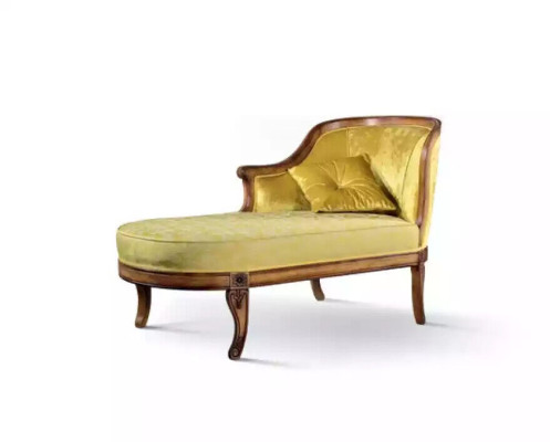 Chaise longue Fabric Sofa Lounger Chaise Classic r Yellow Couch Textile new