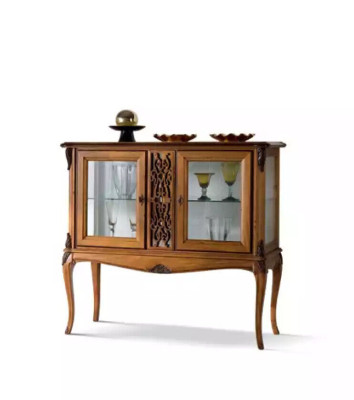 Display case display cabinet Living room Classic Wood Wardrobe Glass cabinet