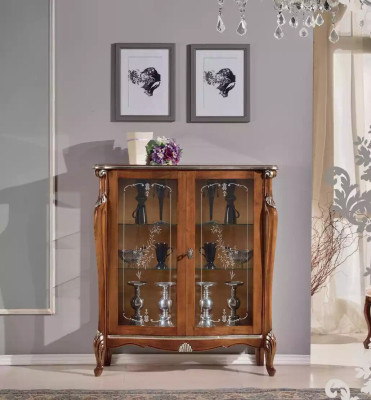 Brown Glass Display Cabinet Living room Wood Sideboard Luxury Display Cabinets Wardrobe Shelf