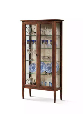 Display Cabinets Glass Wardrobe Brown Living room Wood Sideboard Luxury Furniture Italy