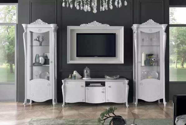 Wall unit White Style Design Lowboard TV Frame Glass Wardrobe TV cabinet tv new