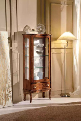 Classic Display case Luxury Furniture Glass Doors Living room Furnishings Brown